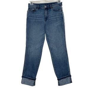 J. Jill Jeans High Rise Cropped Womens Size 6 Stretch Denim Frayed Seams Cuffed